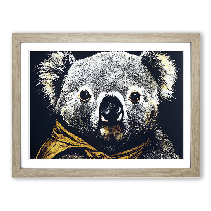 Unbeatable Koala Bear - Framed Print, 46cm H x 64cm W x 2cm D, Oak