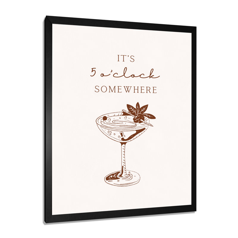 «It's 5 O'Hor Some Some - Cocktail», reproduction d'art mural, H 20 po x l 12 po x P 1 po, Toile encadrée noire simple