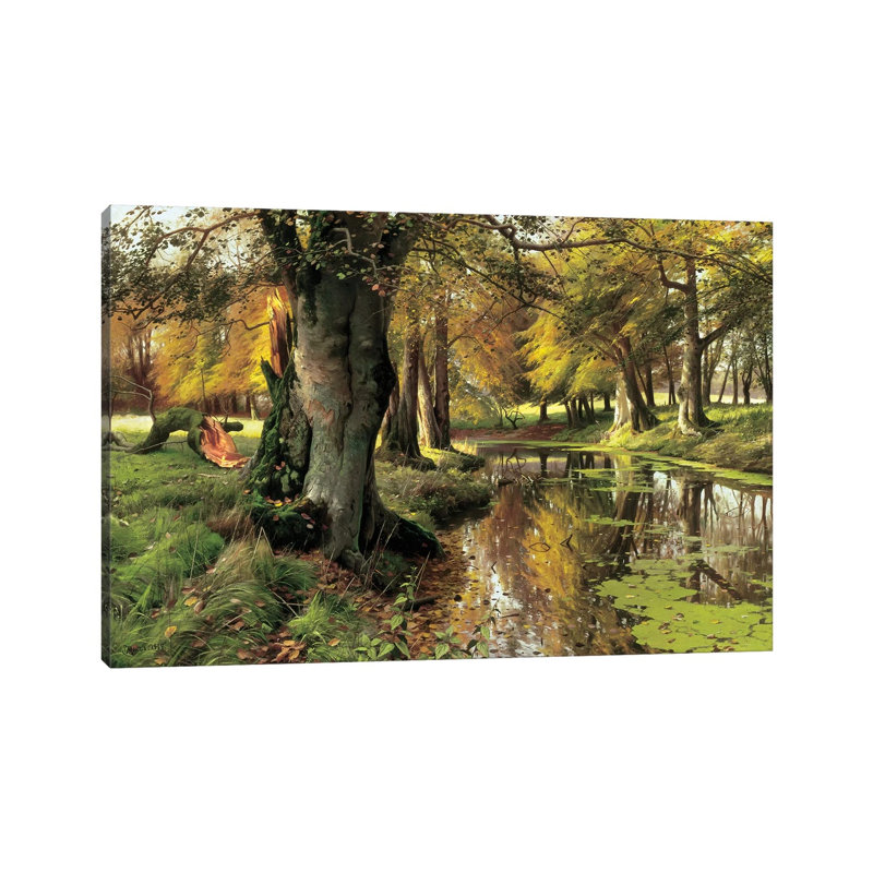 A Woodland Stream by Peder Monsted - Wrapped Canvas Print, 20.32 cm H x 30.48 cm W