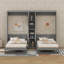 Double lit escamotable simple avec tablettes et armoires de rangement, lit escamotable double escamotable en bois de pin avec rangement-124006958