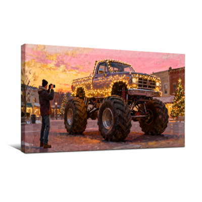 Christmas Monster Truck Christmas Lights Sunset Town