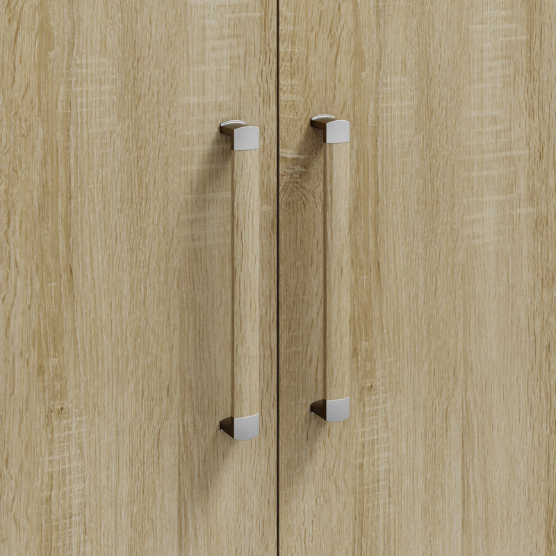 Fitchett 4 Door Manufactured Wood Wardrobe, Oak/White