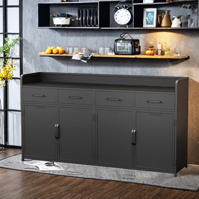 Buffet industriel moderne avec plateau en bois