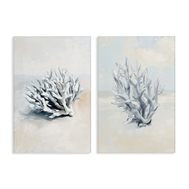 Ensemble de 2 pièces de toile de corail blanc délavé, design par Ramona Murdock, H 36 po x l 24 po