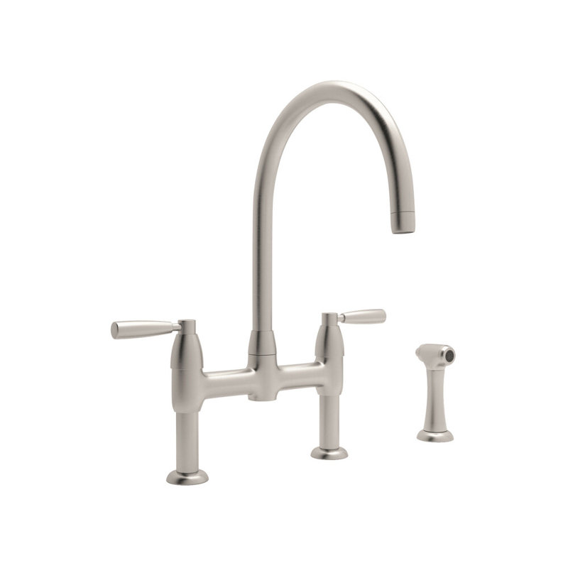 Holborn Double Handle Kitchen Faucet, Unlacquered Brass, Lever