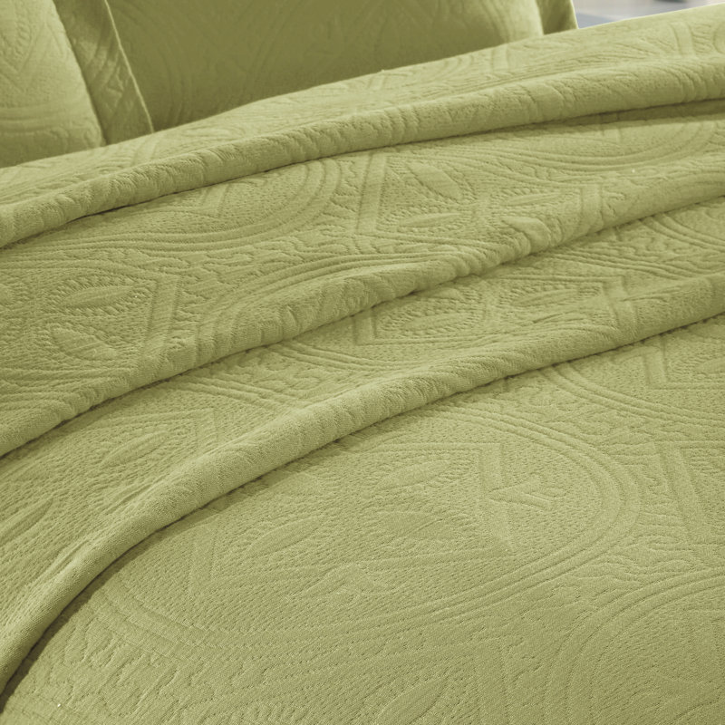 Ensemble de couvre-lit matelassé en jacquard matelassé 100% coton Écosse, Couvre-lit double et 2 taies décoratives