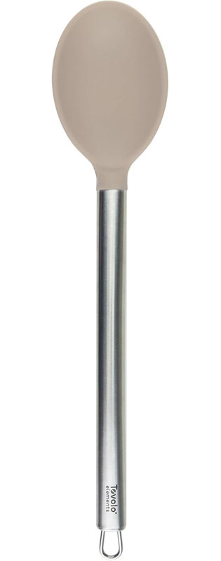 Cuillère à mélanger en silicone Tovolo Elements avec poignée en acier inoxydable pour la cuisson et le service, gris chaud