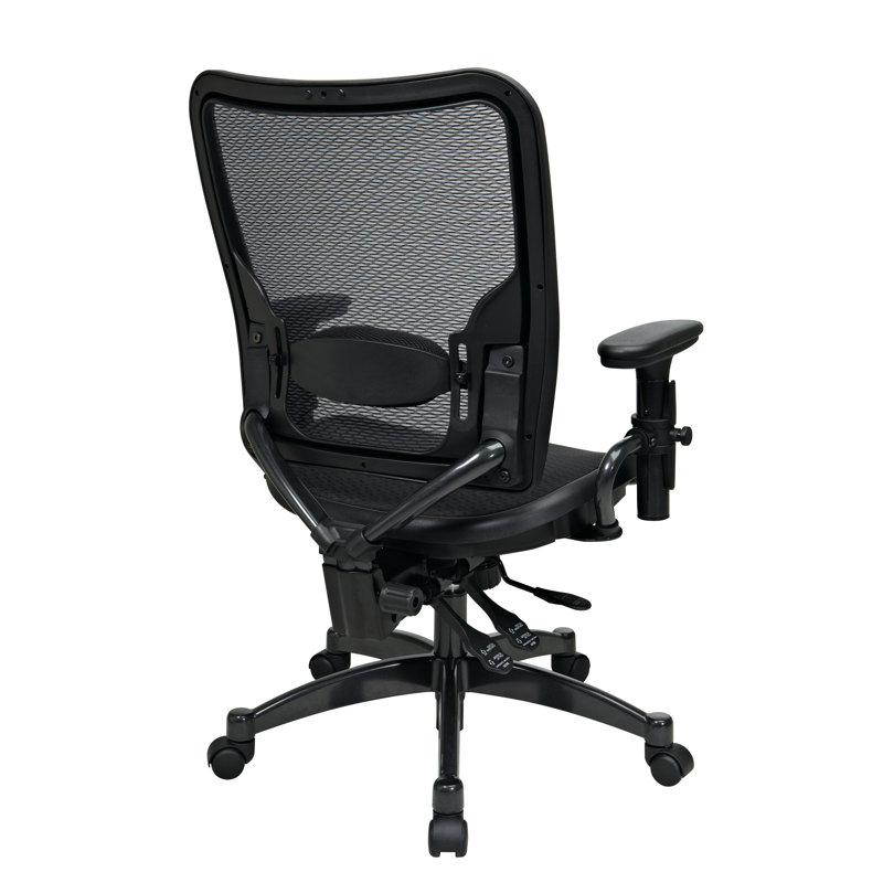 Black Mesh and Leather Ergonomic Swivel Task Chair