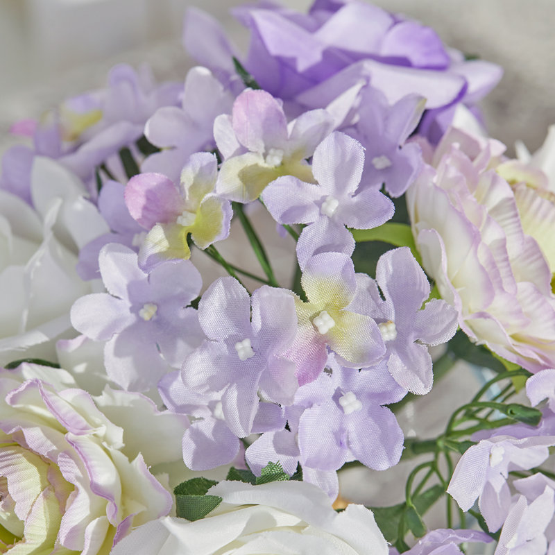 Faux Hydrangea, Roses, and Ranunculus in Vase