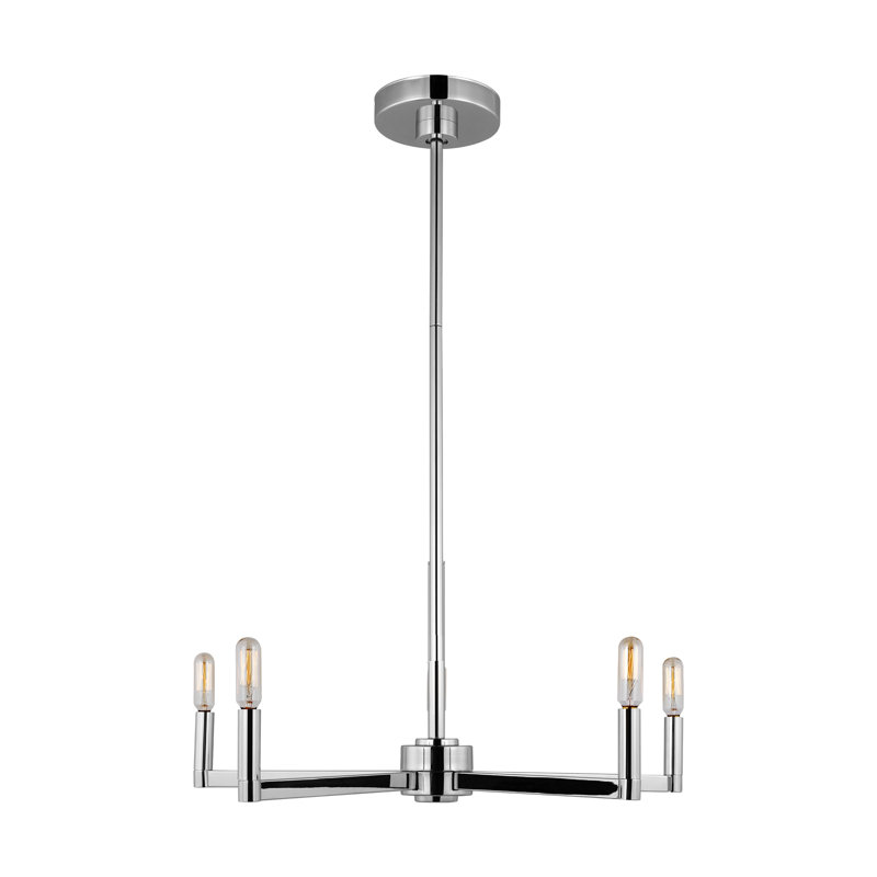 Haines 5 - Light Dimmable Modern Linear Chandelier, Chrome