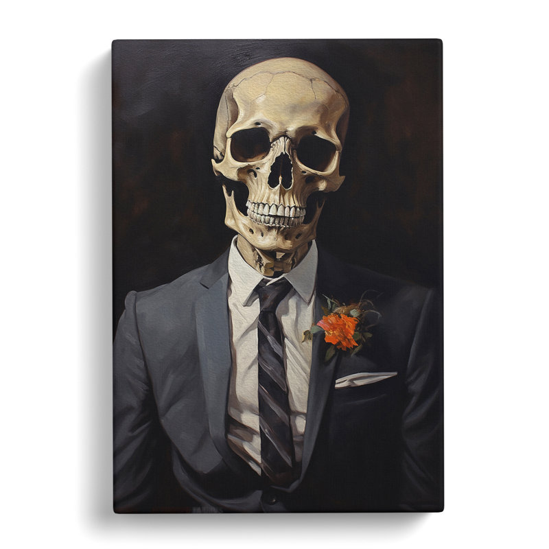 Skeleton in a Suit Painting - Wrapped Canvas, 60cm H x 40cm W x 3cm D
