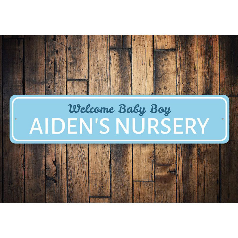 Plaque en aluminium Welcome Baby Boy, H 4 po x l 18 po x P 0,04 po