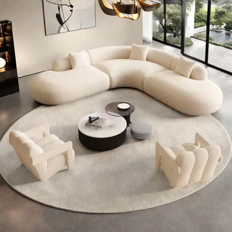 Table basse combinée en polaire d'agneau blanc Combina