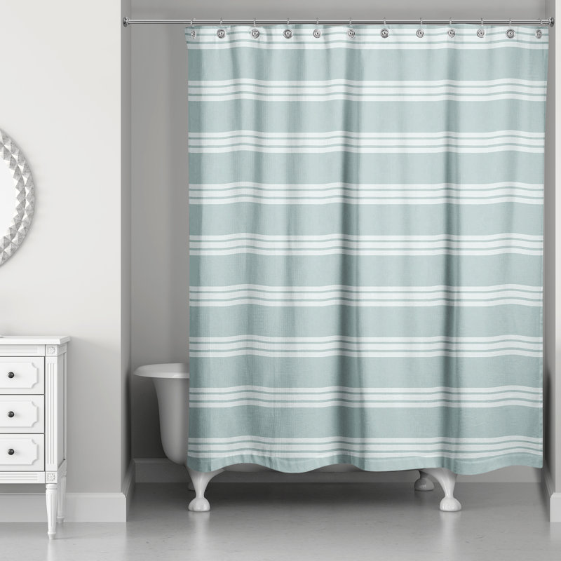 Mathes Striped Shower Curtain, Blue