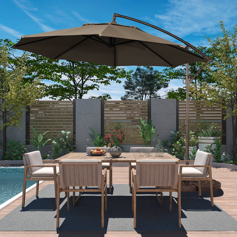 11 pi. Parasol d'extérieur en porte-à-faux, Tanné