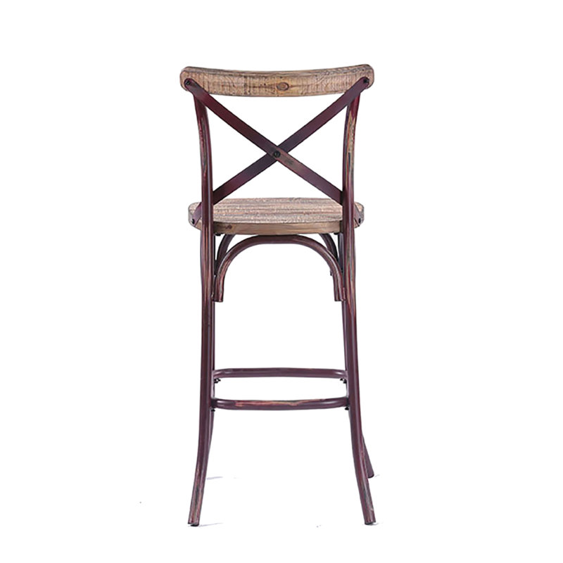 Tabouret de bar moderne de style rétro avec dossier haut et siège en bois, offrant un soutien accru et un charme classique.