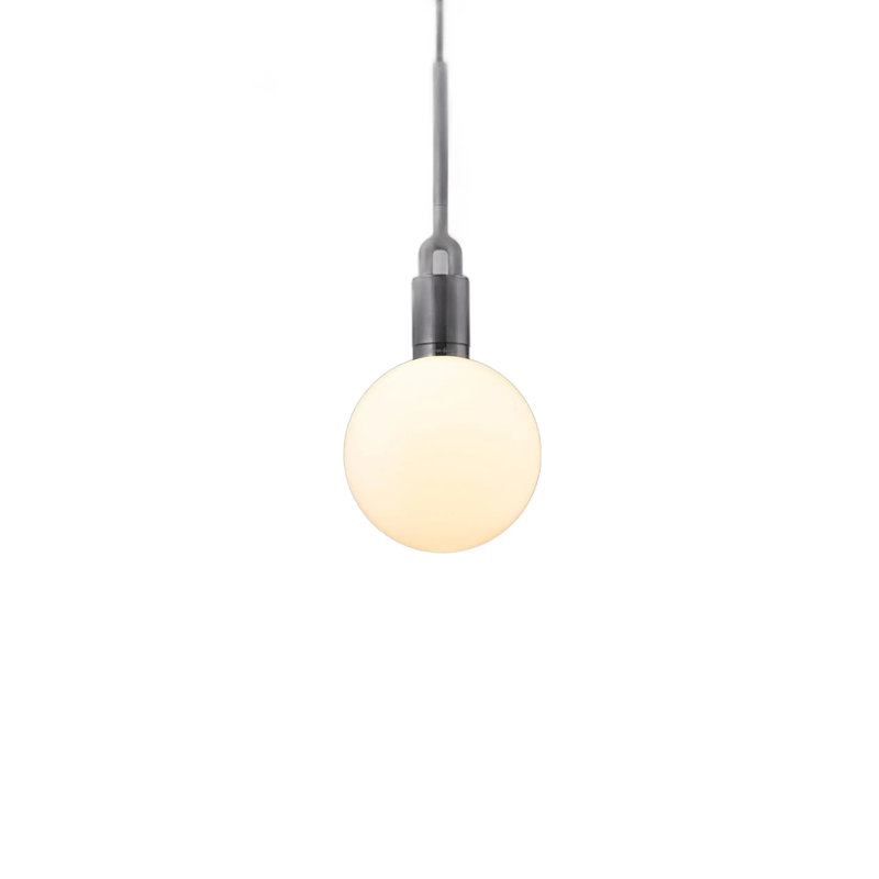 Luminaire suspendu fourche / globe / moyen, Bronze industriel / opale