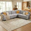 Ensemble de salon moderne de 5 pièces avec canapé d'angle en chenille et fauteuil pivotant à 360°-328477356