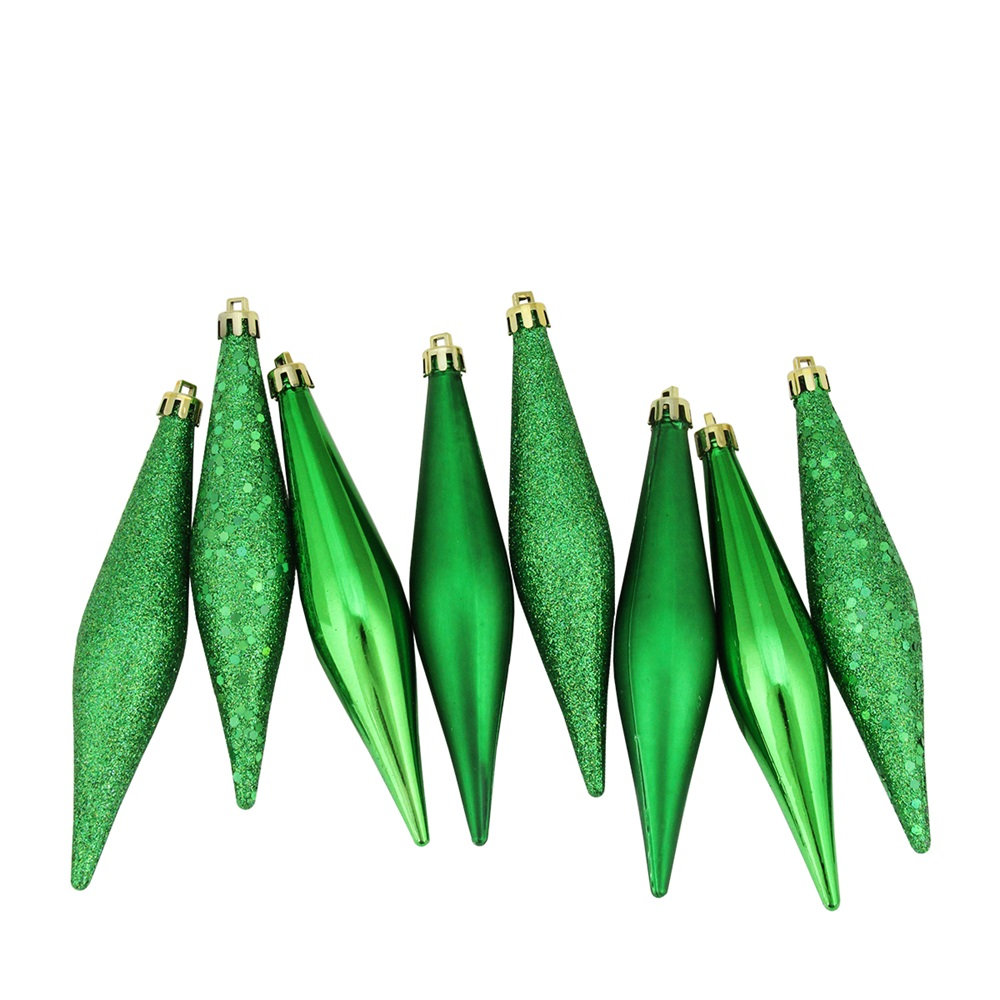 6" Shatterproof Finial Ornament, Xmas Green