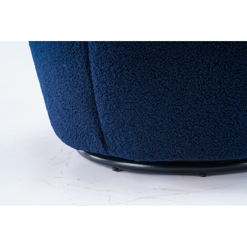 Swivel Accent Armchair Barrel Chair With Powder Coating Metal Ring,  Foam Dark Blue