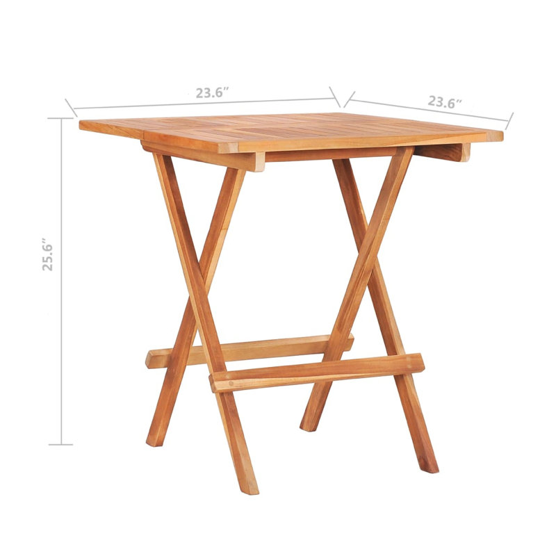 Table bistro pliable pour l'extérieur, bois de teck massif brun, 24 po