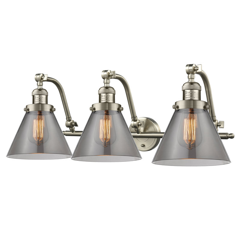 Plumlee 3 - Light Dimmable Vanity Light, Brushed Satin Nickel, Matte White Cased, 3 W LED Vintage Dimmable Bulb