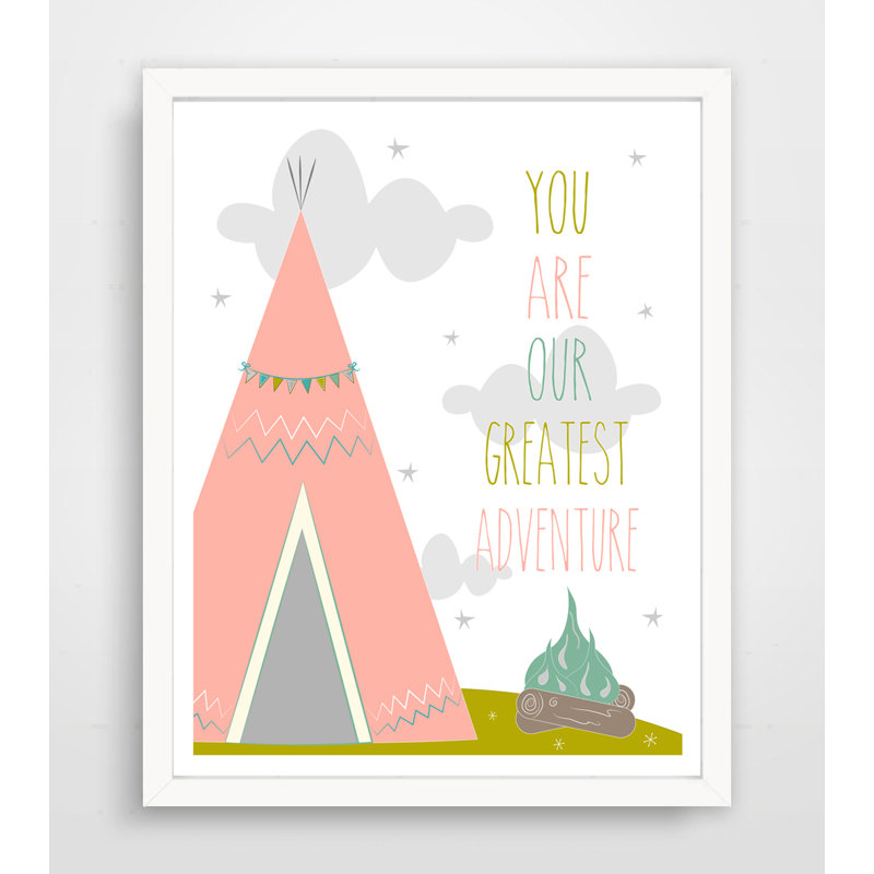«You Are Our Greatest Adventure Tee Pee», impression sur papier, H 10 po x l 8 po, Rose