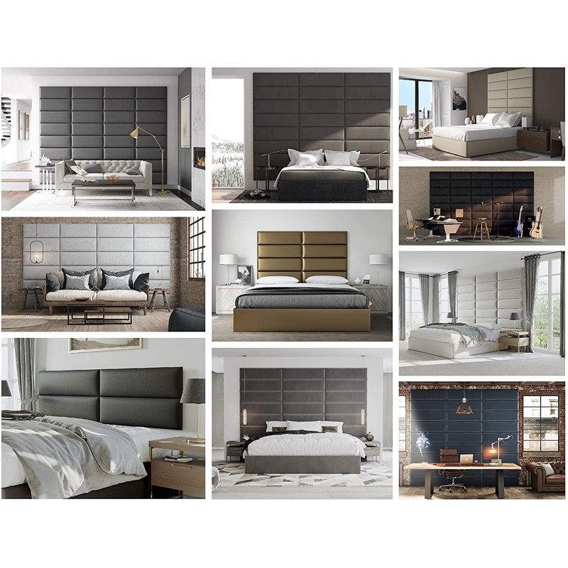 Garen Upholstered Headboard, Metallic Silver, European Single (90 x 200 cm)