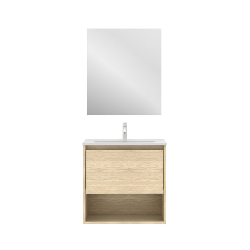 Jayni Vanity & Mirror Set, Light Wood