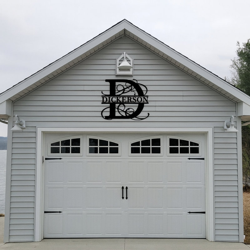 Décoration murale script lettre vigne, H 11,5 po x l 11,5 po x P 0,25 po, Acier inoxydable poli