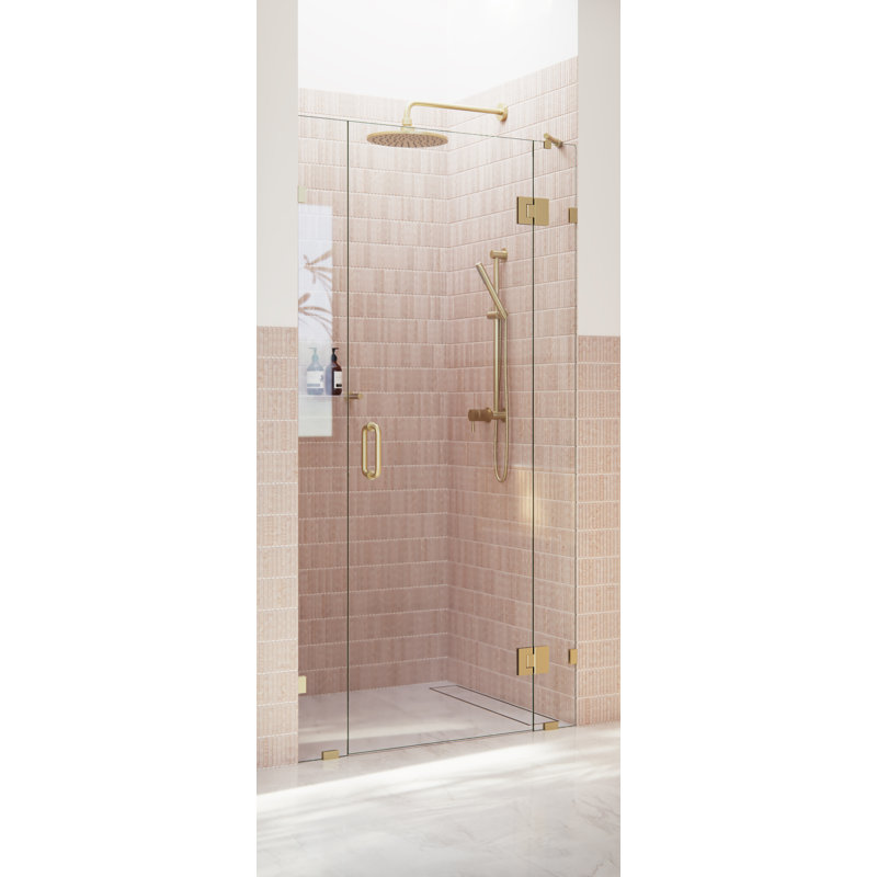 Stellar 42.75 in. x 78 in. Fully Frameless 3 Panel Inline Hinge Shower Door, Brushed Bronze
