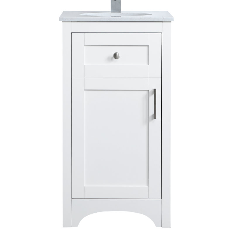 Moore 18'' Single Bathroom Vanity with Engineered Marble Top, White