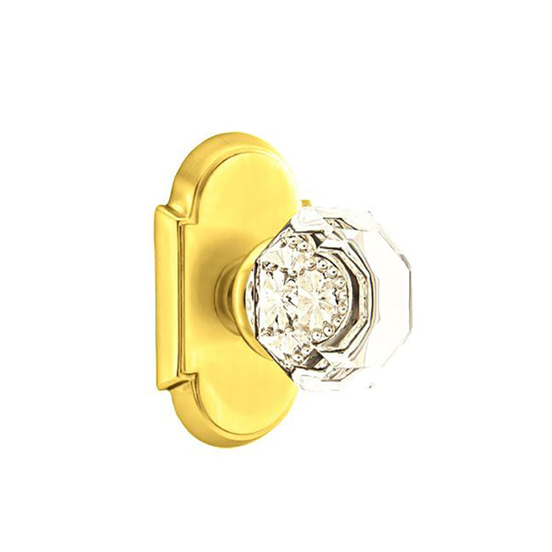 Privacy Old Town Clear Knob with # 8 Rose, Polished Brass