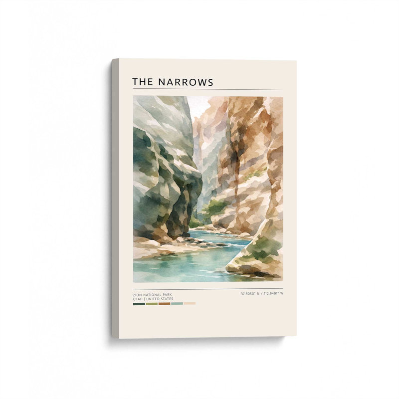 The Narrows, Utah, reproduction d'art sur toile, 32 po x 48 po, Toile tendue