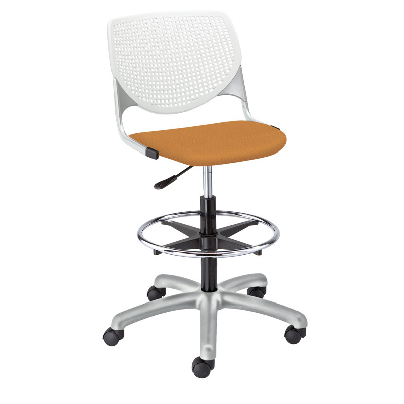 Kool Backed Adjustable Height Ergonomic Lab Stool with Footrest, Fiesta