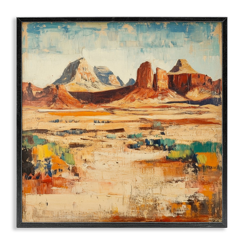 Impression giclée Wild West Desert Impression, design par Petal Prints Design, Giclée encadrée noir minuit, H 12 po x l 12 po