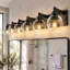 Applique murale noire rustique de style ferme, 6 lumières, 41 pouces, avec globe en verre-1213226934
