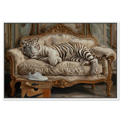 Lounging Sneaker Tiger Canvas Fashion Art Felines by