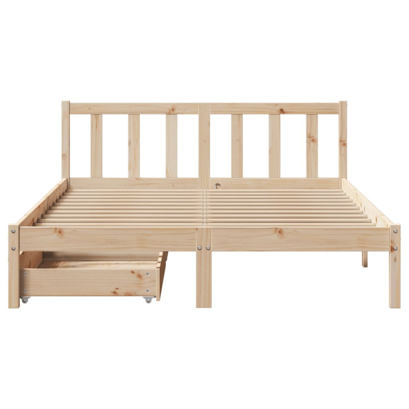 Solid Wood Storage Bed, European Kingsize (160 x 200 cm), Brown