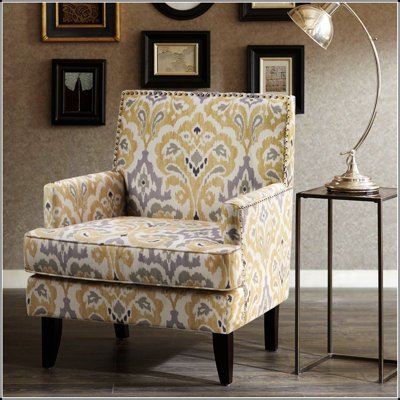 Sleek Track Arm Club Chair With Nailhead Trim And High Density Foam Cushion For Ultimate Comfort And Style