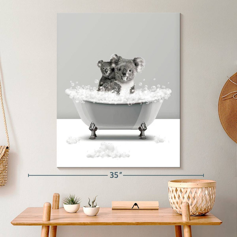 Koalas Koalas bain moussant sur toile, H 30 po x l 24 po x P 1,25 po
