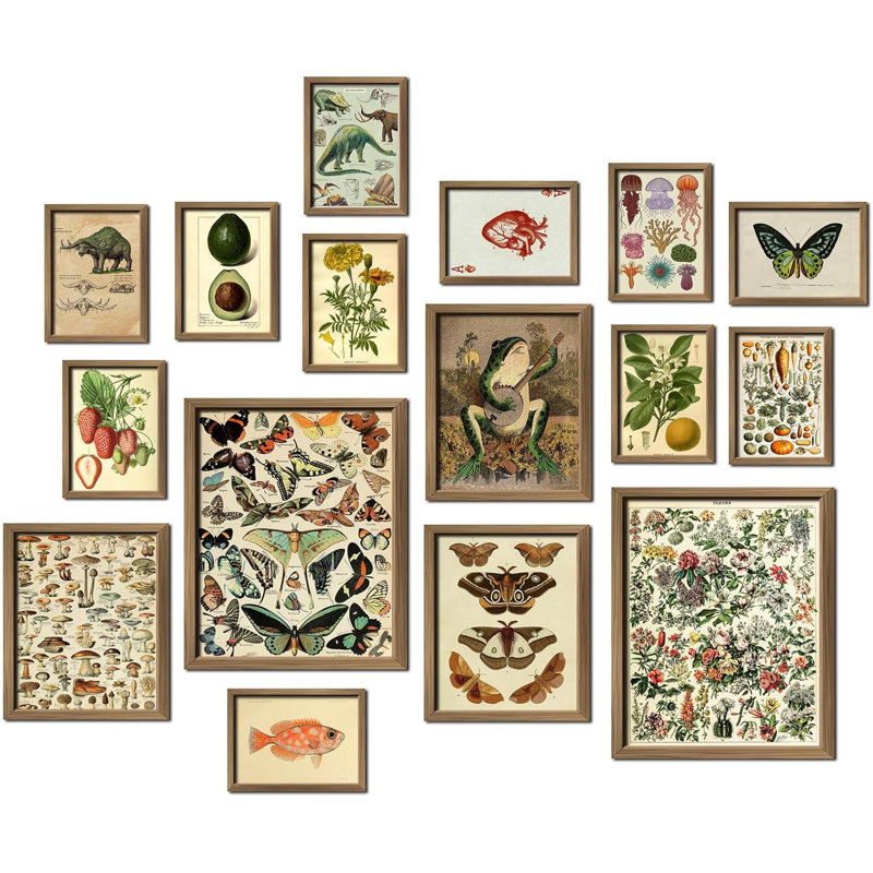 16 pièces d'art mural rétro encadrées