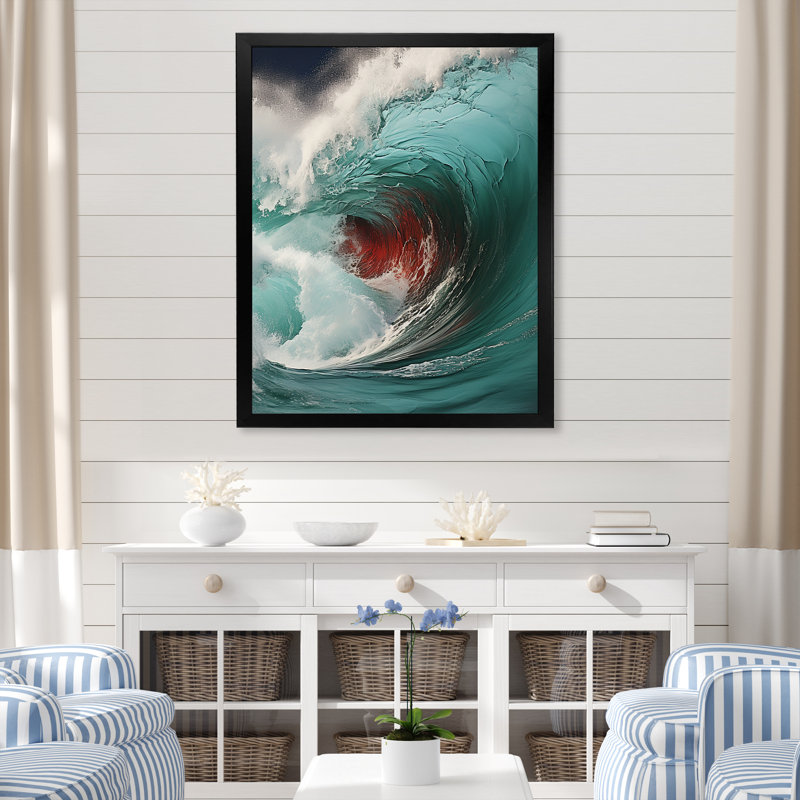 «Red Green Wave», impression sur toile, Cadre photo noir, H 20 po x l 12 po x P 1 po