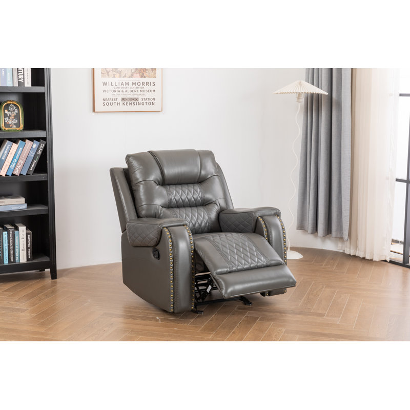Fauteuil inclinable et berçant en cuir Ilyia, Similicuir gris