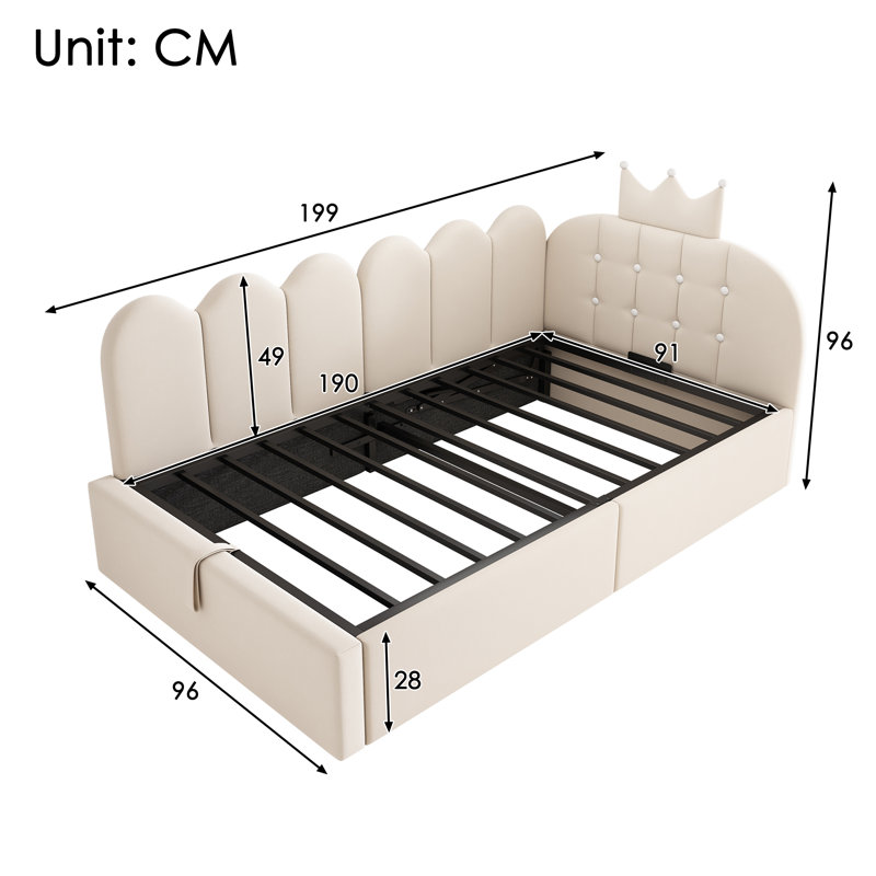 Upholstered Ottoman Storage Bed, Beige