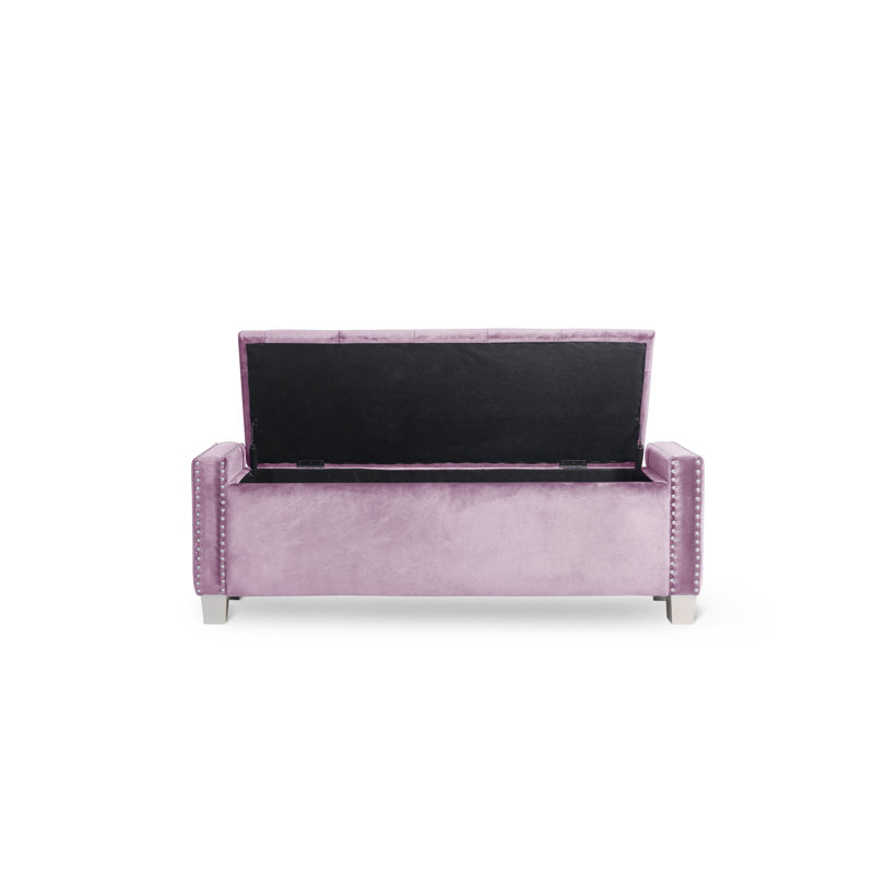 Thecle Upholstered Storage Bench, Pink
