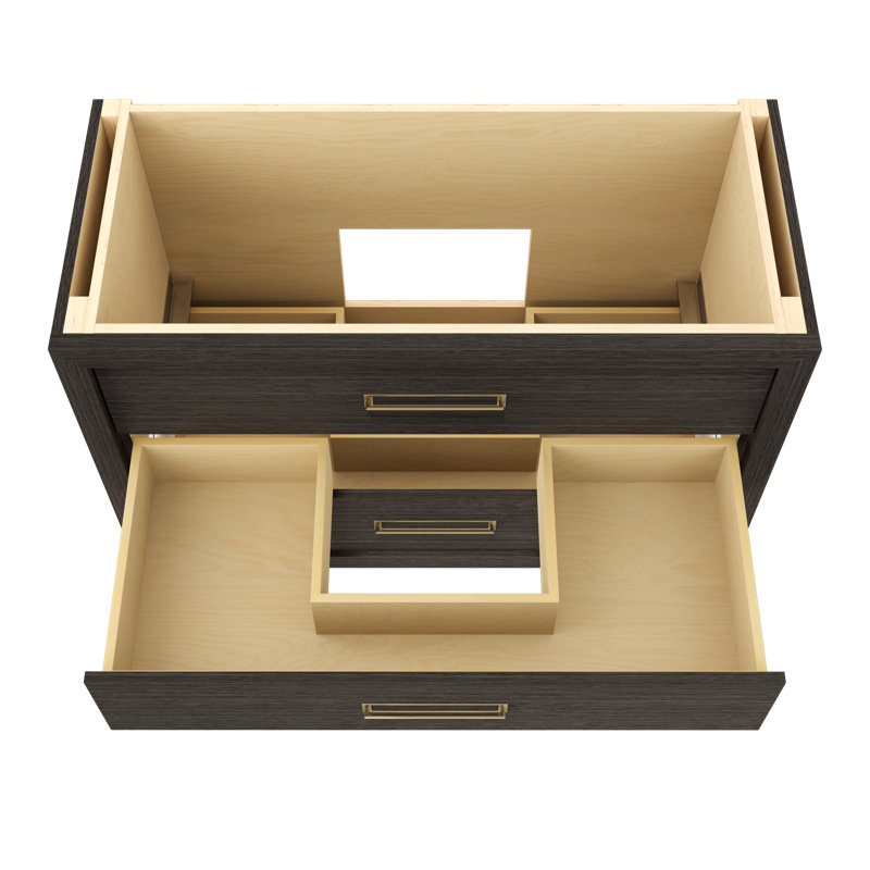 Avalon Three-Drawer Single Bath Vanity, 48", Gray Weathered, Satin Gold