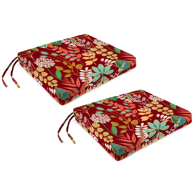 Coussin de siège d'extérieur avec attaches 19 po x 17 po (ensemble de 2)