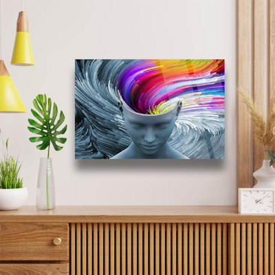 Colorful Thoughts Glass Wall Decor  Frameless Free Floating Tempered Glass Panel  Modern Art for Home or Office  Vibrant, Durable Glass Wall Art (27.5W x 39.3H)