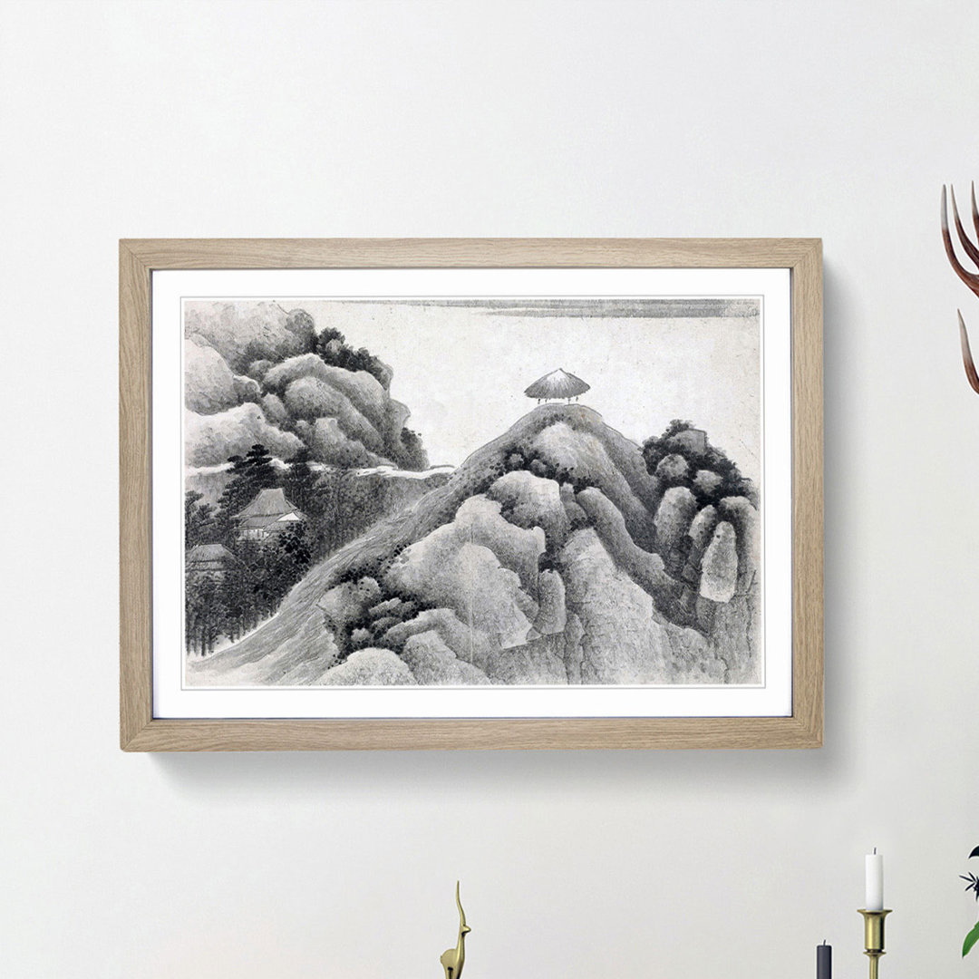Hut on the Mountain Top by Gong Xian - Framed Print